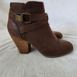 Francesca's Brown Ankle Booties with Gold Clasp